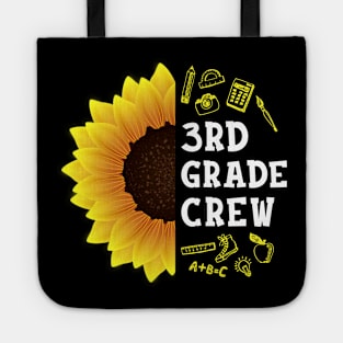 Third grade Crew Shirt First Day Preschool Back to School Sunflower Gift Tote