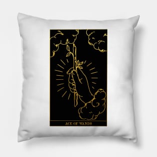 Ace Of Wands - Tarot Card Print - Minor Arcana Pillow