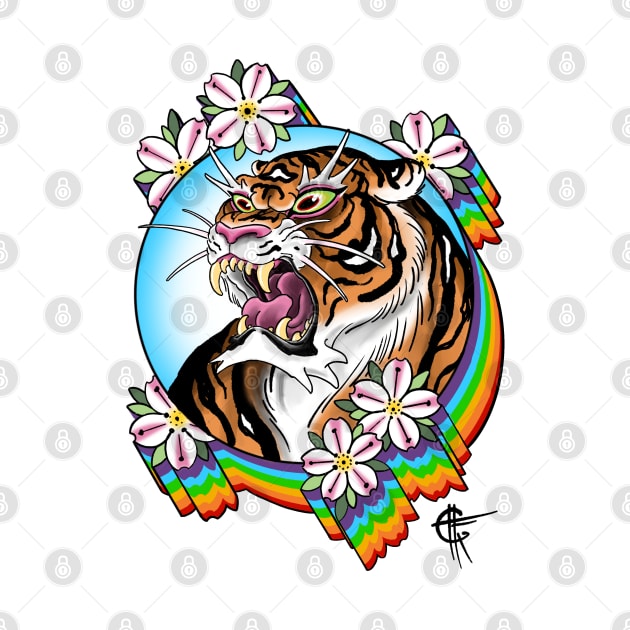 Rainbow Tiger by Hori Chou Tattoo