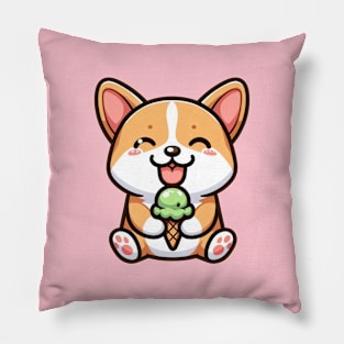 Kawaii corgi ice cream Pillow