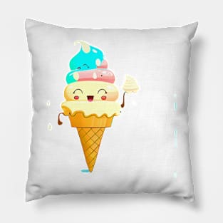 Happy cute ice cream #2 Pillow