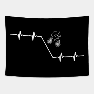 Downhill Rider Heartbeat T-shirt - Gift for Downhill Riders and Fans Tapestry