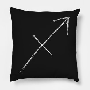 Dark and Gritty Sagittarius Zodiac Sign (white) Pillow