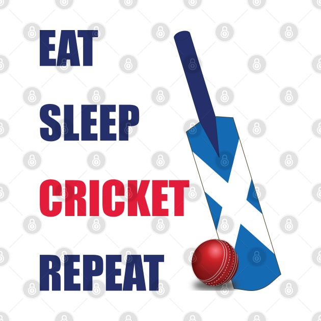 Eat Sleep Cricket Repeat Scotland Flag Cricket Bat by DPattonPD