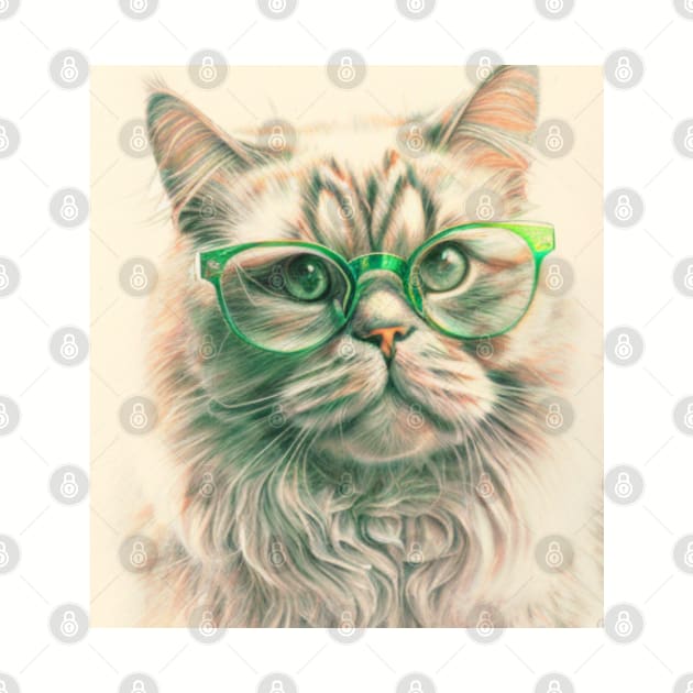 Cat with glasses 0.2 - Pencil Art by Wayne's Business Art