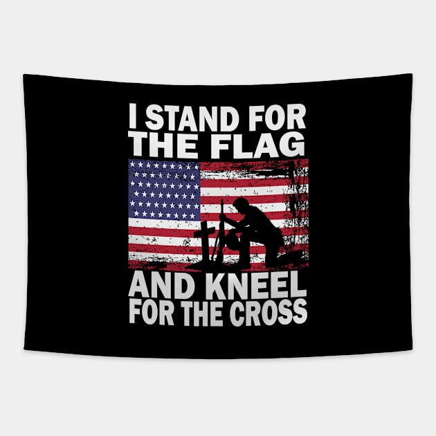 I Stand for the Flag and Kneel for the Cross Tapestry by jonathanptk