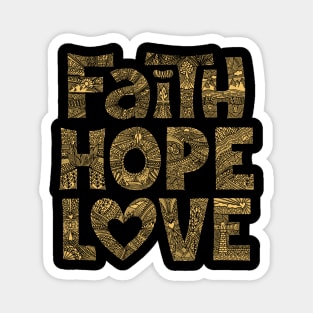 Doodle typography and illustration "Faith, Hope, Love" Magnet