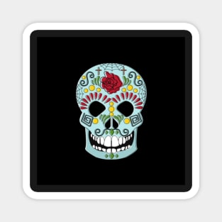 Blue Day of the Dead Sugar Skull Magnet