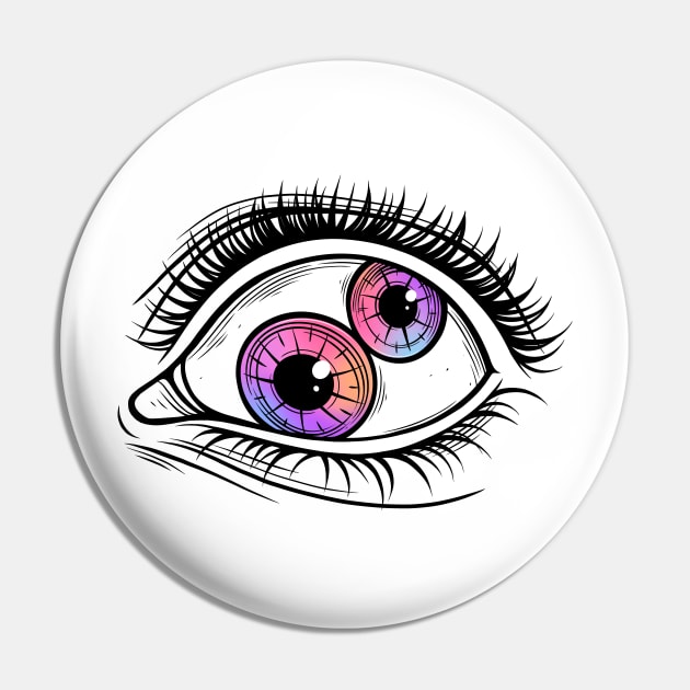 Two Pupils. Psychedelic Eye. Raibow color Pin by OccultOmaStore