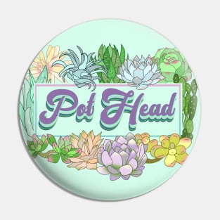 Pot Head Vintage Pattern for Succulent Lovers Pin