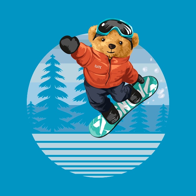 Toy Bear Snowboarding by letnothingstopyou