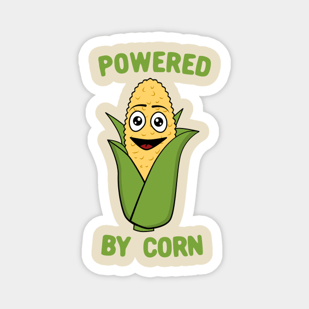 Powered By Corn, Cute Kawaii Corn Magnet by KawaiinDoodle