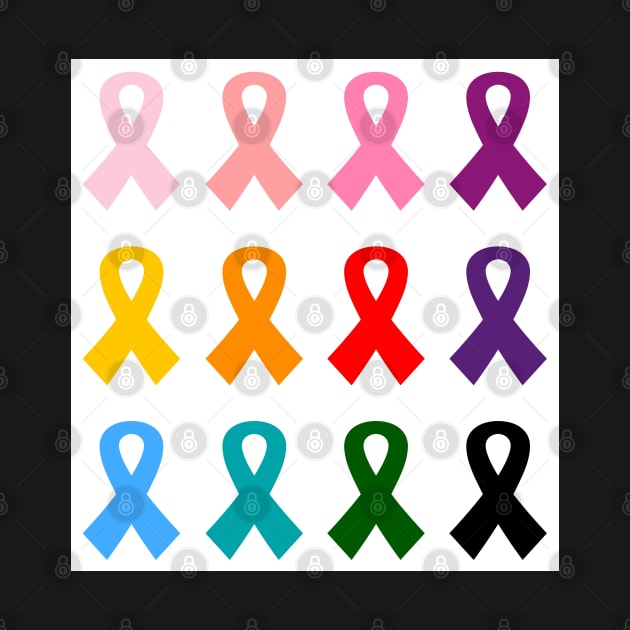 Colorful cancer ribbons by BEEANDGLOWFASHION