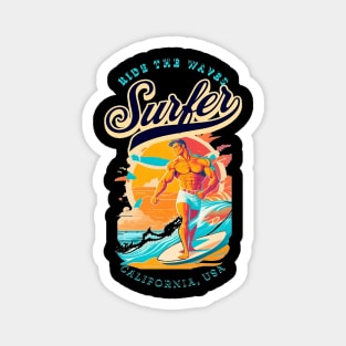 Surf, Hello Summer Funny Surfer Riding Surf Surfing Lover Gifts Magnet