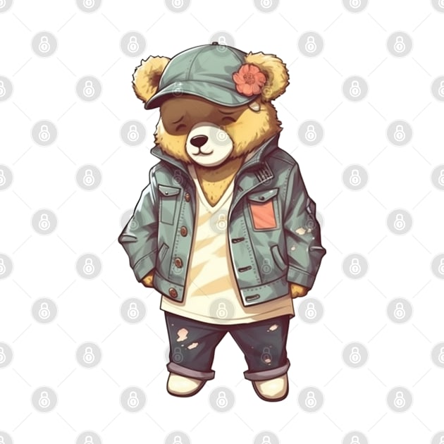 A cute teddy bear wearing street fashion by AestheticsArt81