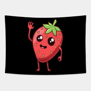 Kawaii cartoon strawberry Tapestry