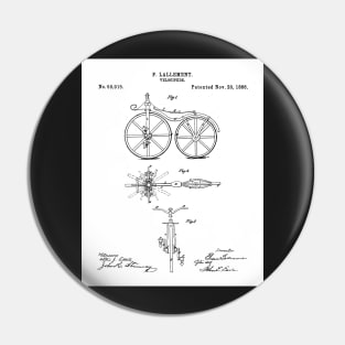 Bicycle Patent - Cycling Cyclist Bike Riding Fan Art - White Pin