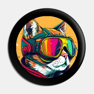 Cool Cat Ski Googles - The Cat Lovers Colorful Pop Art Pin