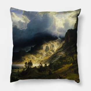 A Storm in the Rocky Mountains, Mt. Rosalie by Albert Bierstadt Pillow