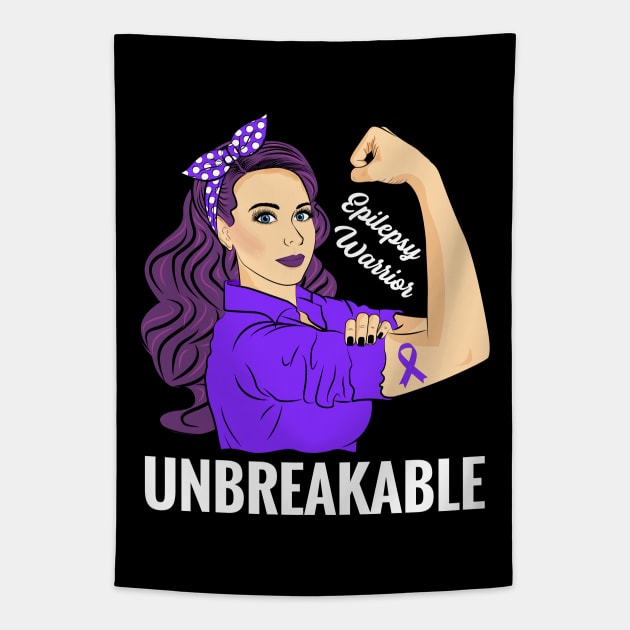 Epilepsy Awareness Epileptic Warrior Unbreakable Support Tapestry by ZNOVANNA