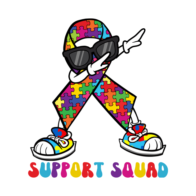 Support Squad Autism Awareness Dabbing Puzzle Piece Dance by ttao4164