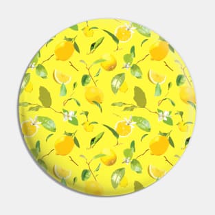 Watercolor Lemon & Leaves 1 Pin