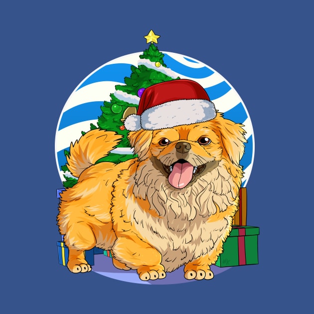 Pekingese Dog Cute Santa Christmas Gift by Noseking