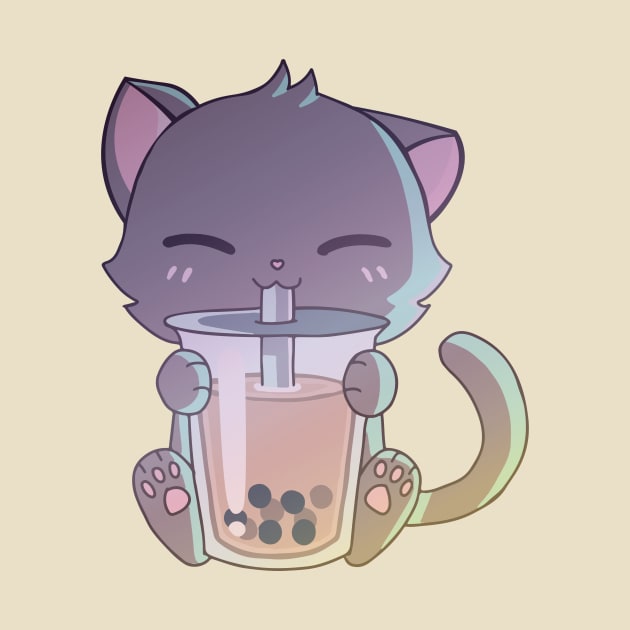 Hazy Bubble Tea Kitty by emiliapapaya