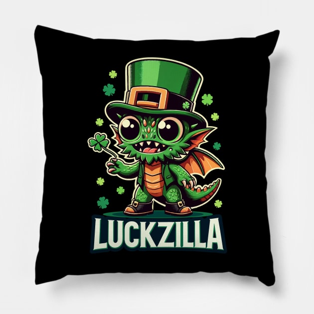 Leprechaun Dragon Delight - Luckzilla St. Paddy's Pillow by star trek fanart and more