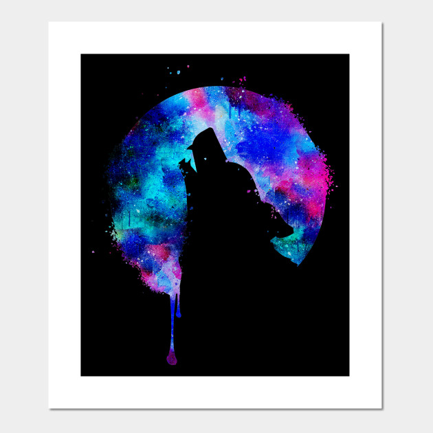 Howling Wolf Moon Space Galaxy Drips Hipster Trend Gift Wolf