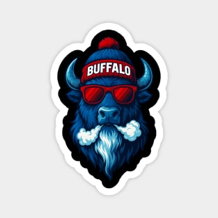 Cool Blue Buffalo Beanie Sunglasses Spirit Animal Magnet