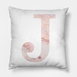 The Letter J Pink Marble Design Pillow