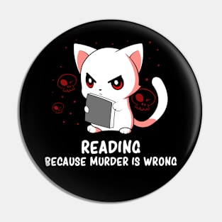 Dark Humor Hilarious Cute Cat Reading Book Sarcasm Pin