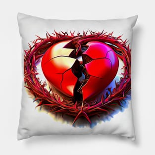 3D Look Artificial Intelligence Art Sacred Heart of Jesus Abstract Expressionism Pillow