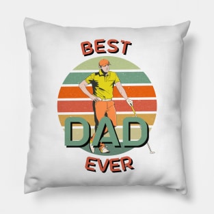 Best Dad Ever Golfing Dad Retro Sunset Pillow