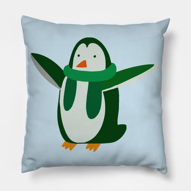 Green Penguin Pillow by saradaboru