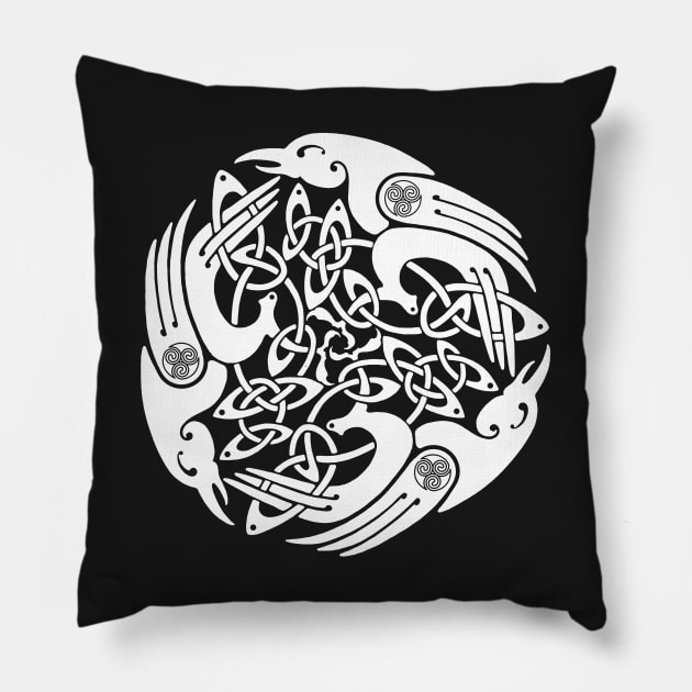 Celtic White Ravens Pillow by Dysis23A