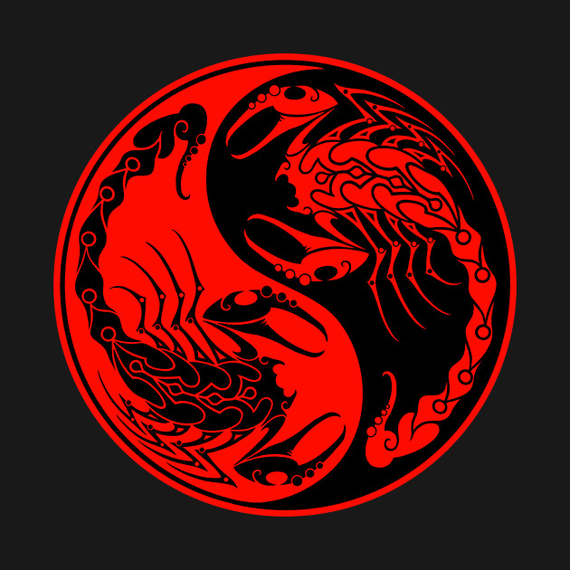 Red and Black Scorpions Yin Yang - Yin Yang - T-Shirt | TeePublic