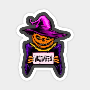 pumpkin man in halloween costume Magnet