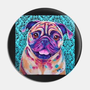 Billy - Tan Pug Dog artwork Pin