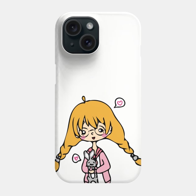 cute girl with bunny Phone Case by PicMar