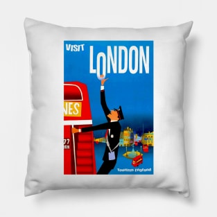 Visit London Travel and Tourism Poster Pillow