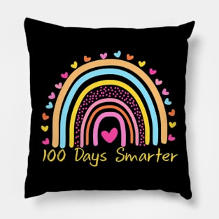 100Th Day Of School Teacher 100 Days Smarter Rainbow Pillow