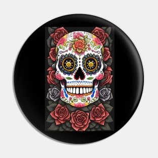 Colorful Sugar Skull Art - Celebrating Mexican Tradition Pin