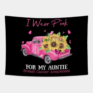 Sunflower Truck I Wear Pink For My Auntie Breast Cancer Awareness Tapestry