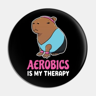 Aerobics is my therapy cartoon Capybara Pin