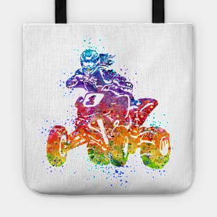 Four Wheeler Riding Girl Watercolor Silhouette Tote