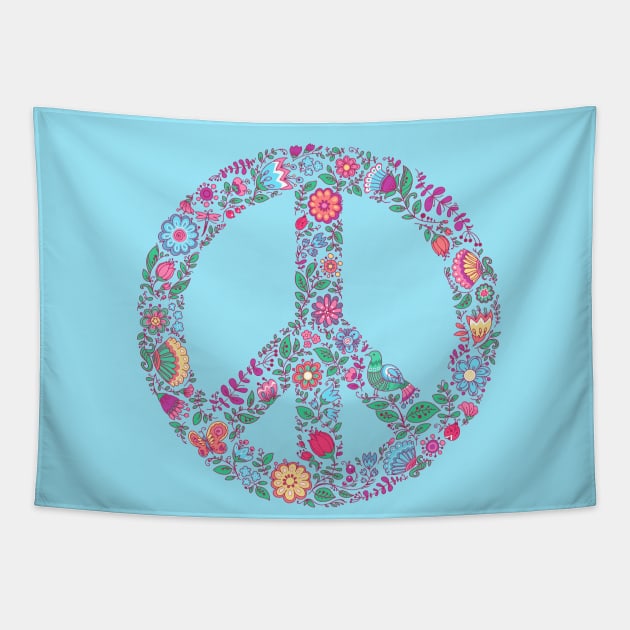 Peace Sign Flowers Tapestry by machmigo