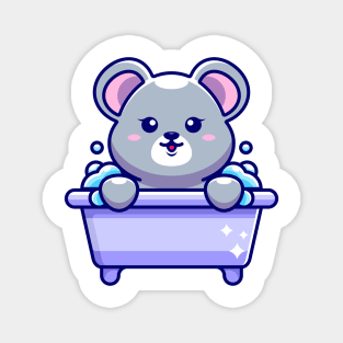 Cute mouse in a bathtub cartoon character Magnet