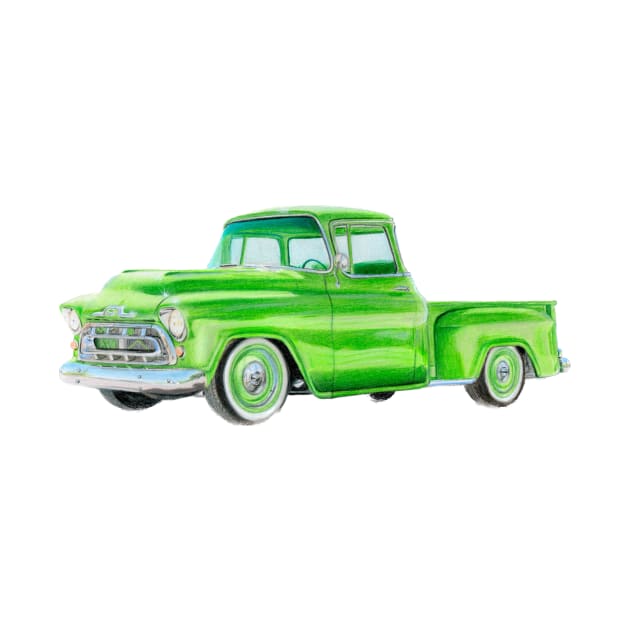 Green Pickup truck by Sandra Warmerdam